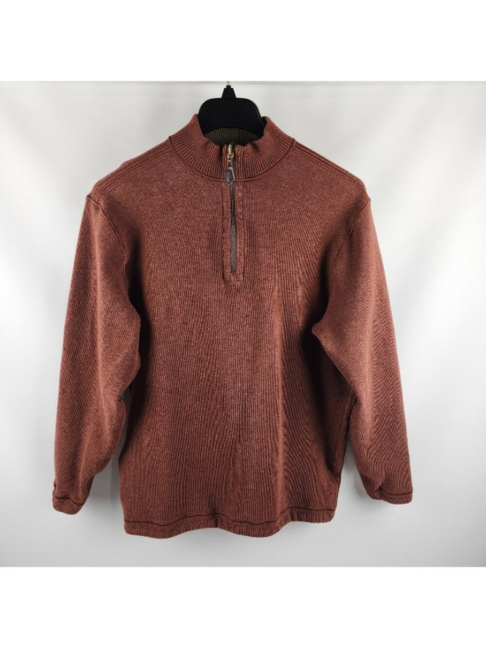 Johnston & Murphy Pullover Mens Medium Brown Reversible 1/4 Zip